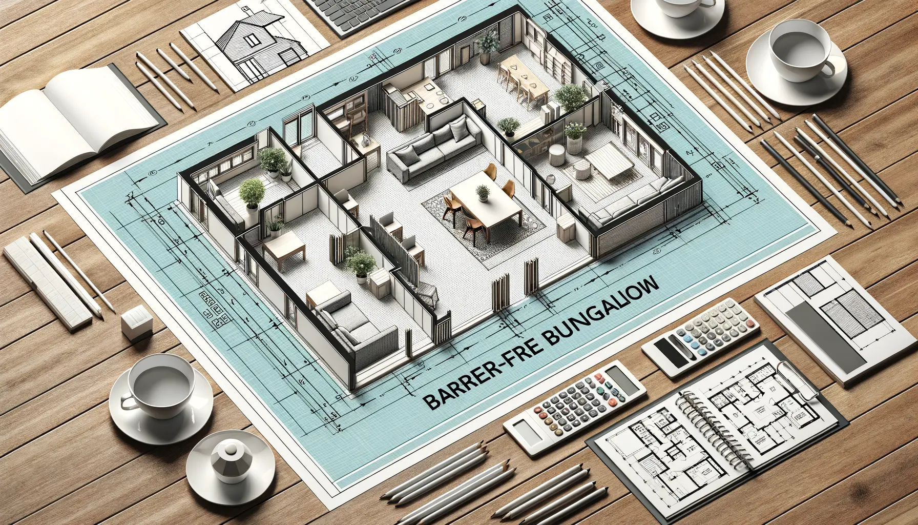 Grundriss für barrierefreien Bungalow bauen mit flexibler Raumaufteilung