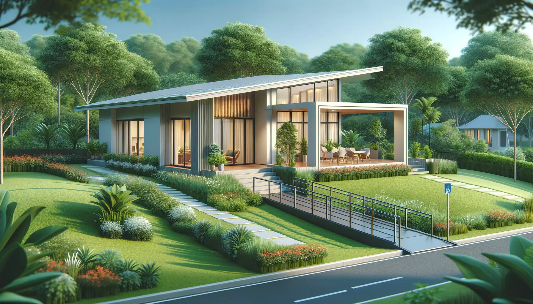 Moderner Bungalow bauen in naturnaher Umgebung mit barrierefreiem Zugang