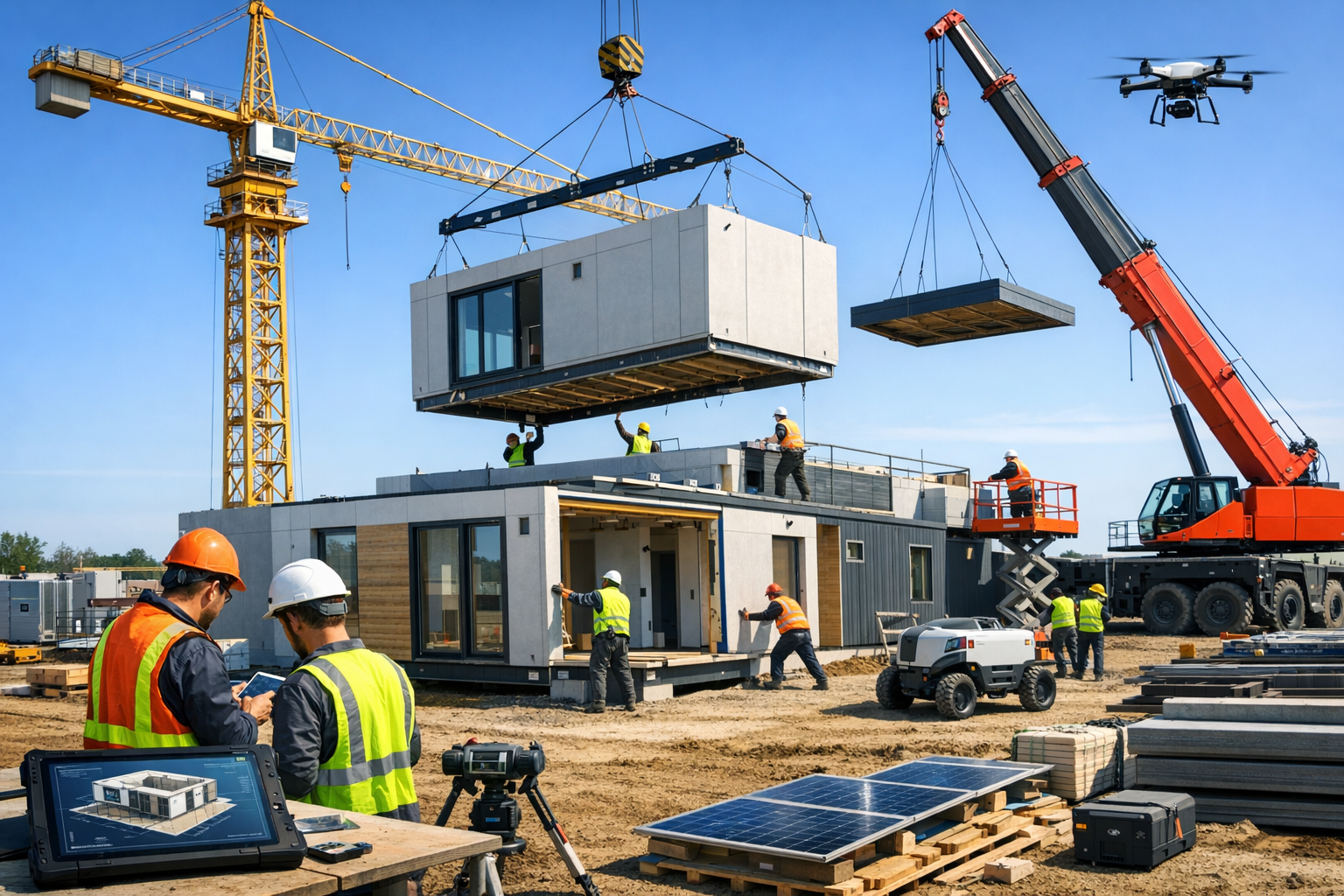Fertighaus bauen Montage der Module auf Baustelle 2026