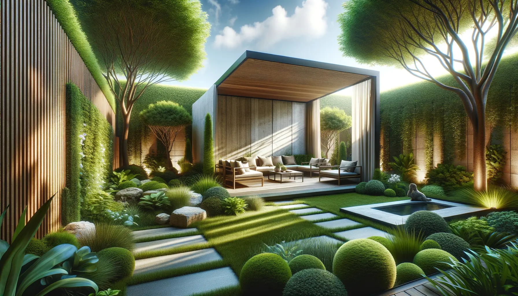 Vielfältige Garten Ideen mit modernem Sichtschutz und Sitzbereich im Garten