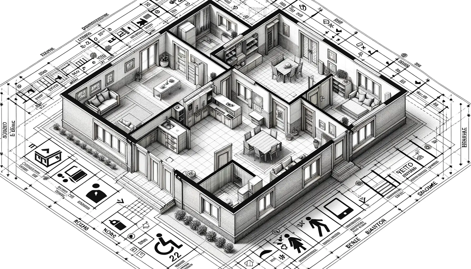 Bungalow Grundriss Haus mit ebenerdiger Raumaufteilung und barrierefreiem Zugang