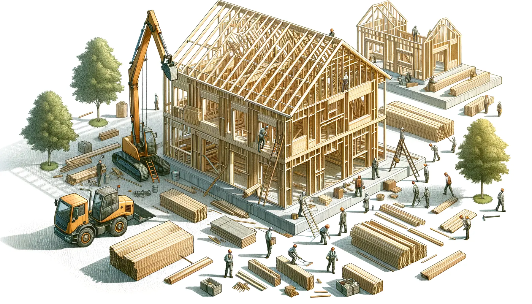 Holzrahmenhaus Aufbau mit vorgefertigten Holzelementen 2026